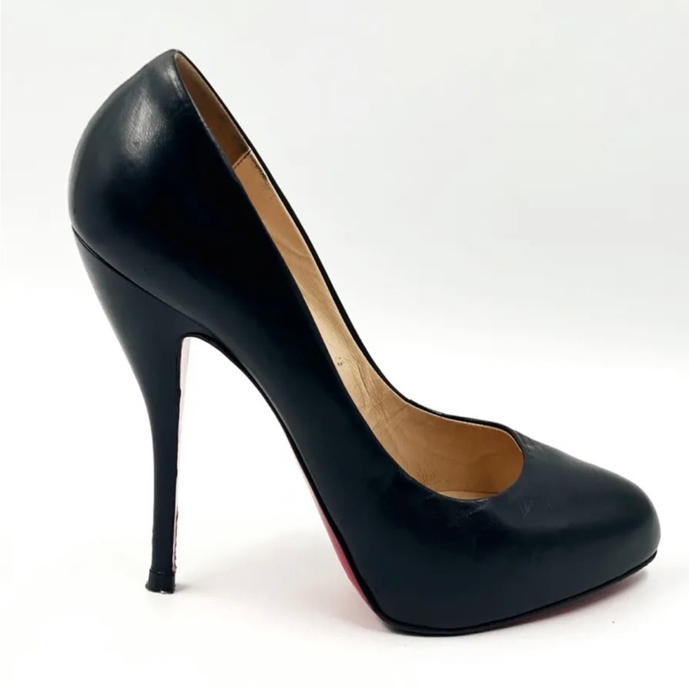 CHRISTIAN LOUBOUTIN Feticha Black Leather Pumps size US 10  EU 40